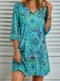 Floral V Neck Polyester Fibre Boho Shorts