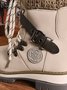Wool Stitching PU Lace Buckle Middle Snow Snow Boots