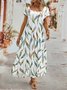 Printed Casual Square Neck Short Sleeve Dress