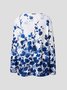 Casual V Neck Cotton-Blend Floral Sweatshirt &pullover