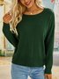 Cotton-Blend Solid Casual Crew Neck Sweater