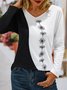 Casual V Neck Floral Loose Long Sleeve T-Shirt
