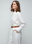 Plain Stand Collar Fit Off Shoulder Sleeve Blouses