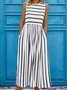 Loose Casual Striped Crew Neck Midi