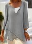 Loose U-Neck Casual Solid Top
