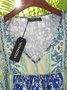 V Neck Vintage Half Sleeve Polyester Fibre Blouses