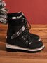 Wool Stitching PU Lace Buckle Middle Snow Snow Boots