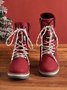 Wool Stitching PU Lace Buckle Middle Snow Snow Boots