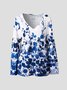 Casual V Neck Cotton-Blend Floral Sweatshirt &pullover
