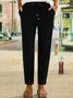 Casual Solid Women Linen Trousers
