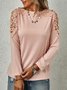 Casual Crew Neck Cotton-Blend Top