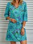 Floral V Neck Polyester Fibre Boho Shorts