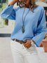 Solid Casual Linen Loose Blouses