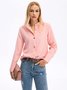 Plain Stand Collar Fit Off Shoulder Sleeve Blouses