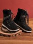 Wool Stitching PU Lace Buckle Middle Snow Snow Boots