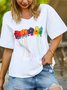 Floral Summer Casual V neck Lightweight Short sleeve Cotton Regular H-Line Top for Women