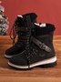 Wool Stitching PU Lace Buckle Middle Snow Snow Boots