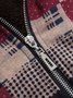 Women Plaid Fleece Hooded Zipper Autumn Winter Coat