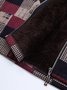 Women Plaid Fleece Hooded Zipper Autumn Winter Coat