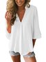 Casual Shirt Collar Solid Loose Blouses