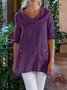 Casual Cotton-Blend Cowl Neck Loose Causal Top