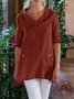 Casual Cotton-Blend Cowl Neck Loose Causal Top