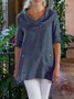 Casual Cotton-Blend Cowl Neck Loose Causal Top