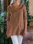 Casual Cotton-Blend Cowl Neck Loose Causal Top