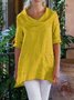 Casual Cotton-Blend Cowl Neck Loose Causal Top