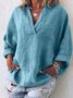 Casual V Neck Solid Blouses