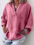 Casual V Neck Solid Blouses