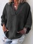 Casual V Neck Solid Blouses