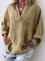 Casual V Neck Solid Blouses