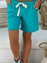 Cotton-Blend Loose Casual Shorts