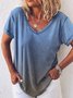 V Neck Loose Casual Cotton T-shirt