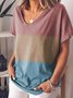 Loose Cotton-Blend Striped Casual Top