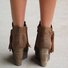 Wedge Booties Artificial Leather Tassel Boots Wedge Heel Zipper Shoes