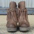 Wedge Booties Artificial Leather Tassel Boots Wedge Heel Zipper Shoes