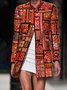 Orange Cotton-Blend Long Sleeve Graphic Jacket