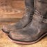 Women Slide Round Toe Casual Chunky Heel Pu Spring/fall Mid-Calf Boots
