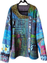 Cotton-Blend Loose Crew Neck Abstract Top