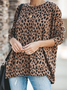 Basics Leopard Loose Cotton-Blend T-shirt