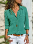 Shawl Collar Loose Cotton-Blend Casual Blouses