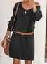 Solid Casual V Neck Wool/knitting Causal Dress