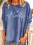 Cotton-Blend Crew Neck Casual Causal Top