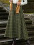 Checked/plaid Cotton-Blend Casual Skirt