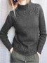Stand Collar Casual Loose Solid Jumper
