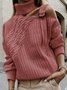 Cotton-Blend Loose Plain Turtleneck Jumper