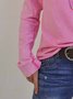 Casual Cotton-Blend V Neck Plain Blouses