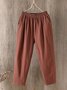 Loose Cotton Solid Trousers